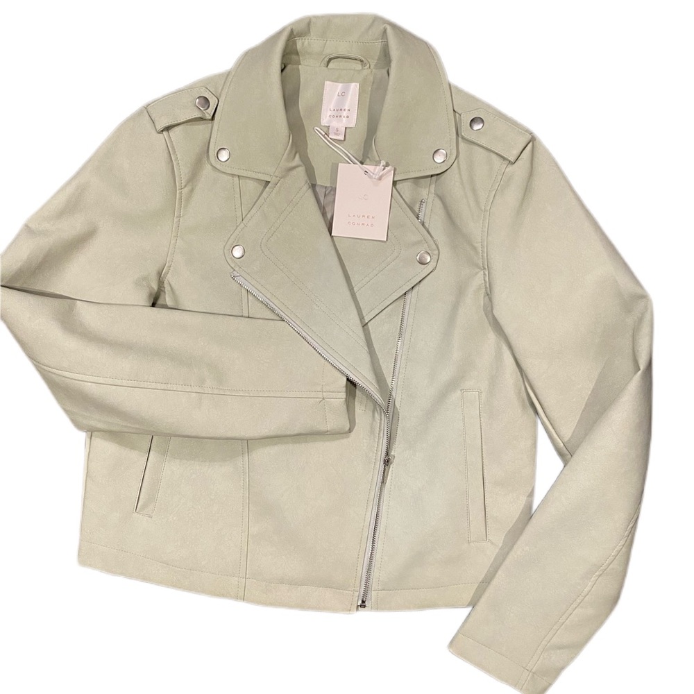 NWT Light Green Leather Jacket